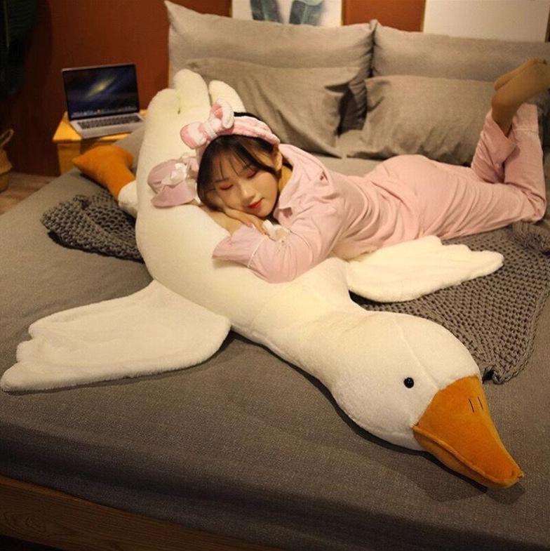 Big White Goose Plush Toy - Cute Sleep Pillow for Girls