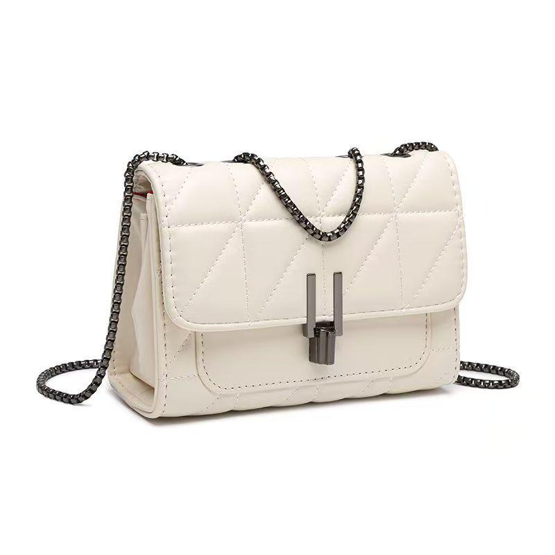 Women s Crossbody PU Chain Bag - French Elegance, Diamond Pattern, Large Capacity, Versatile Single Shoulder Design