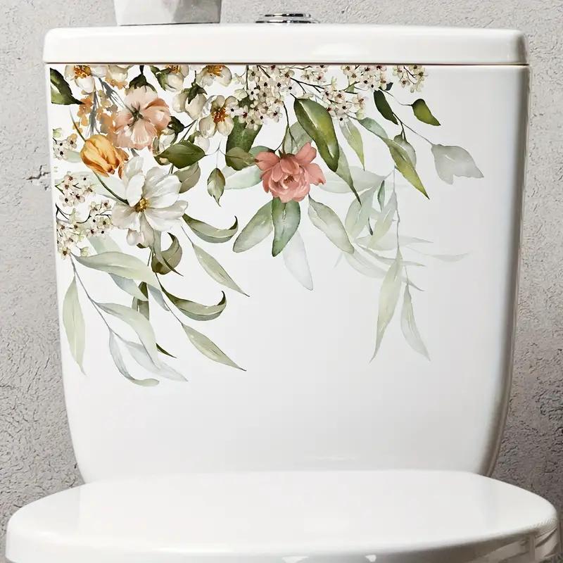 1pc Plant Toilet Sticker, Fresh Flowers Decals, Removable Waterproof Stickers, Vinyl Sticker, Suitable For Decorating Toilets An