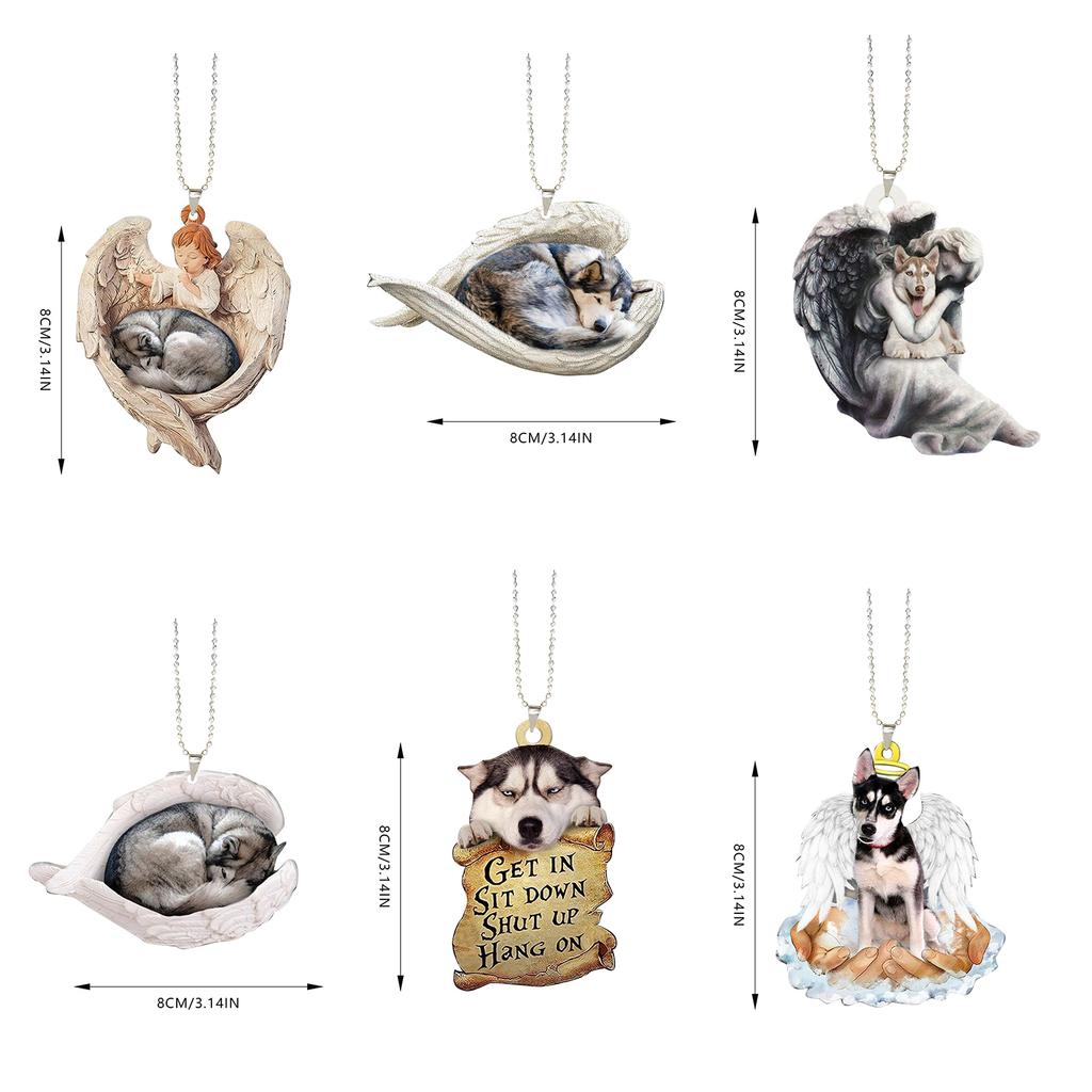 Portable Christmas Acrylic Ornament Lovely Angel Dog Pendant for Holiday Home and Office Decoration