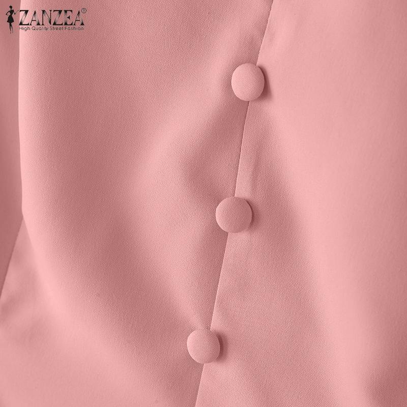 ZANZEA Women Summer Casual Round Neck Sleeveless Plain Dress