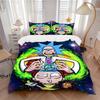 Rick Morty Adventure Print Zestaw pościeli 3-częściowy Poszewka na kołdrę z 2 poszewkami na poduszkę Domowy prezent urodzinowy