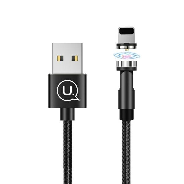 Usams Kabel Magnetyczny U59 Lightning2.1A Fast Charge 1M Pleciony Czarny/Black Sj472Usb01 (Us-Sj472) Regulowany Kąt