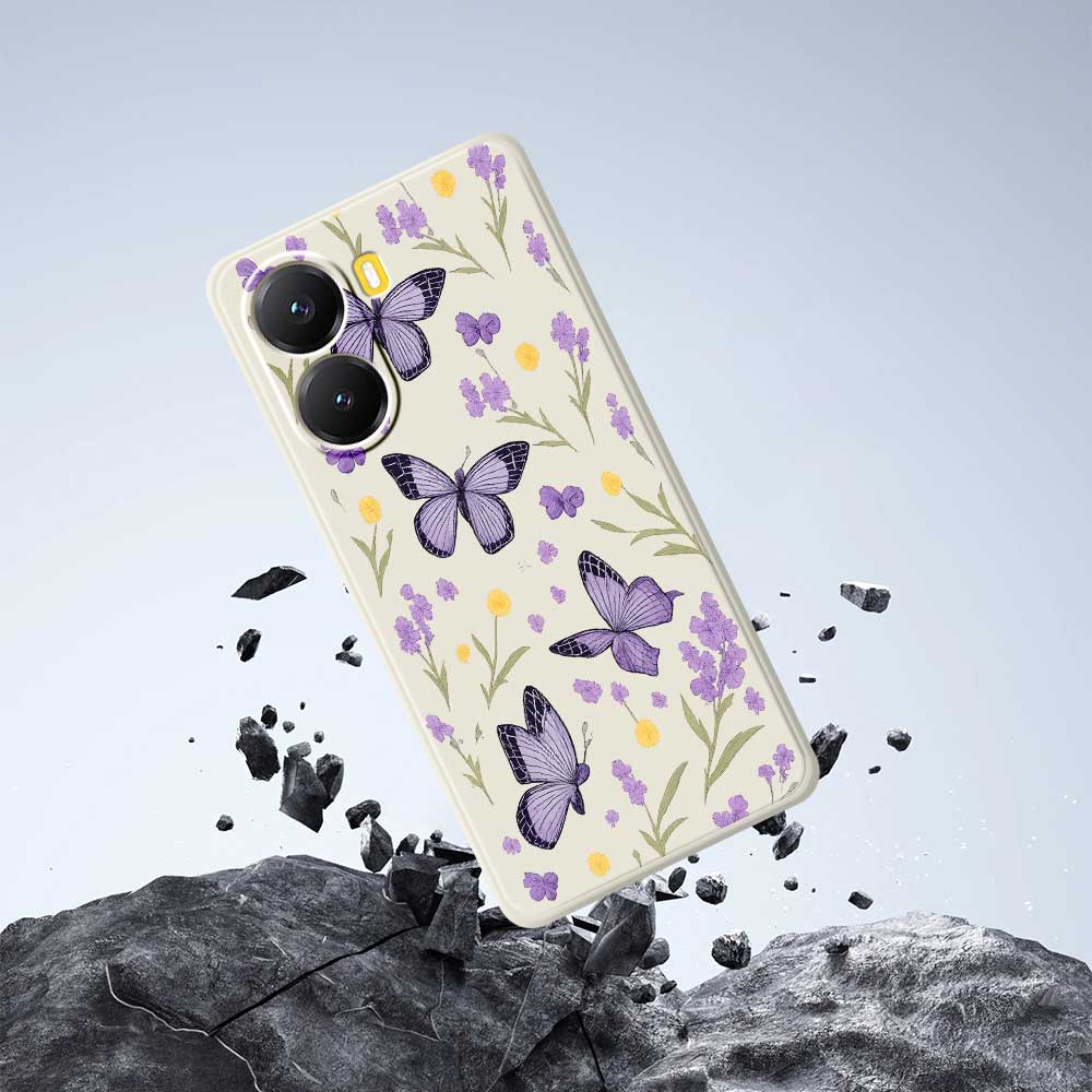 For Xiaomi Redmi Turbo 4 5G/Poco X7 Pro 5G Case Purple Butterflies Pattern Printing Straight Edge TPU Phone Back Cover