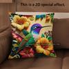 2D Tropical Hummingbird Floral Throw Pillow Covers Pattern Cushion Cover Suitable For Sofa Bedroom Car Pillow Cover