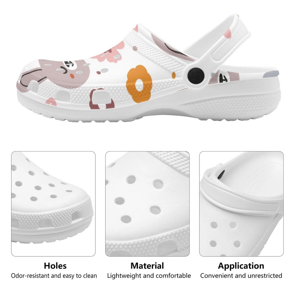 For Women Men Printed EVA Clogs Lightweight Soft Sole Slip On Garden Shoes Beach Pool Bathroom Home Beach Sandals Home Use
