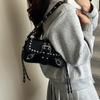 Trendy Punk Style Armpit Bag Large Capacity Underarm Bag Vintage Style Handbag Rivet Design Shoulder Bag For Women