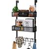 HapiRm Over the Door Hanger with Coat Hooks and 2 Baskets, Rustproof & Waterproof Over the Door Hooks, Storage Organizer for Hats, Bathroom, Kitchen,