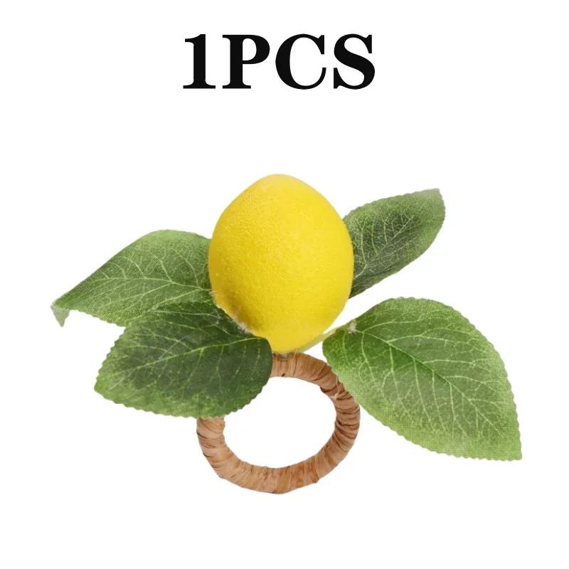 

48PCS Simulation Lemon Plant Napkin Ring Fruit Meal Buckle Hotel Model Room Napkin Ring Napkin Buckle Party Supplies