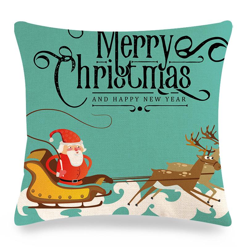 The cartoon Santa Claus is giving out gifts Digital printing short plush pillow covers for sofa office cushion cover home goods