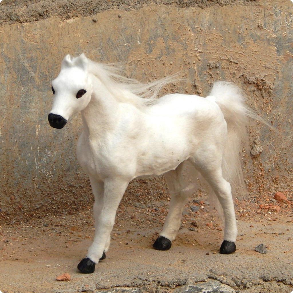 Snowy Equine Statue True Realistic Horse Model Gift Idea Foal Figurine for Kids, Office Desk,