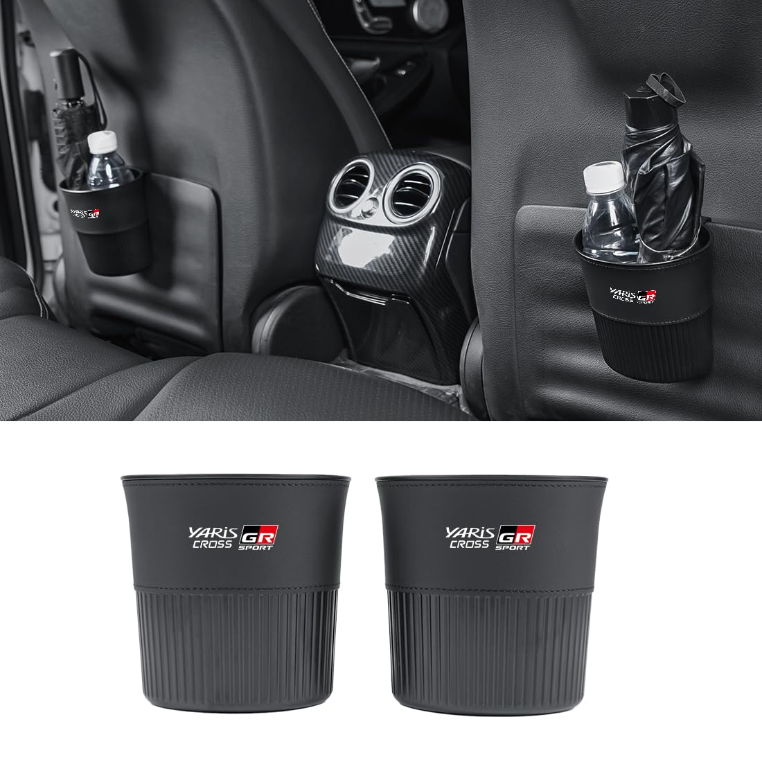 

Car Trash Can for Yaris Cross GR Sport (2022-2025 Models), Hanging Trash Can with Storage, Small Item Storage, Waterproof, Umbrella Storage, Compact D