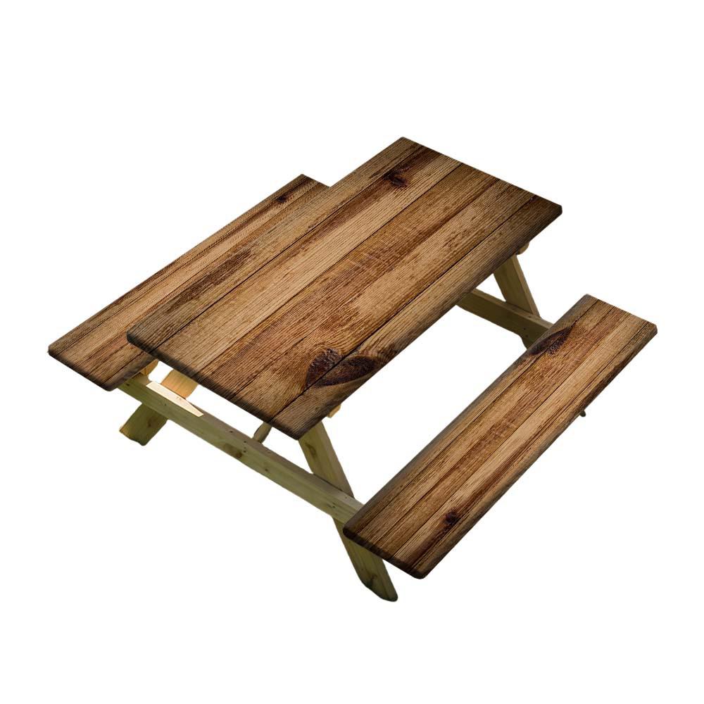 Elastic Wood Grain Outdoor Table and Chairs Cover Set (3-Piece)