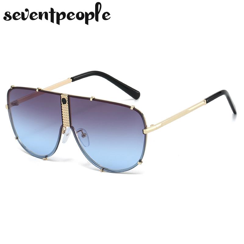 Oversized Pilot Shield Sunglasses Women  Luxury Brand Vintage Steampunk Metal Oval Sun Glasses Fashion Goggle Shades UV400