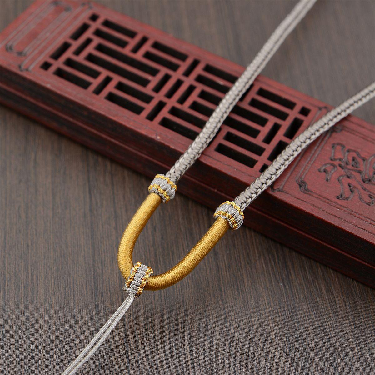 Handmade Braided Jade Pixiu Amulet with Beeswax Pendant Cord - Adjustable Eight-Strand Necklace