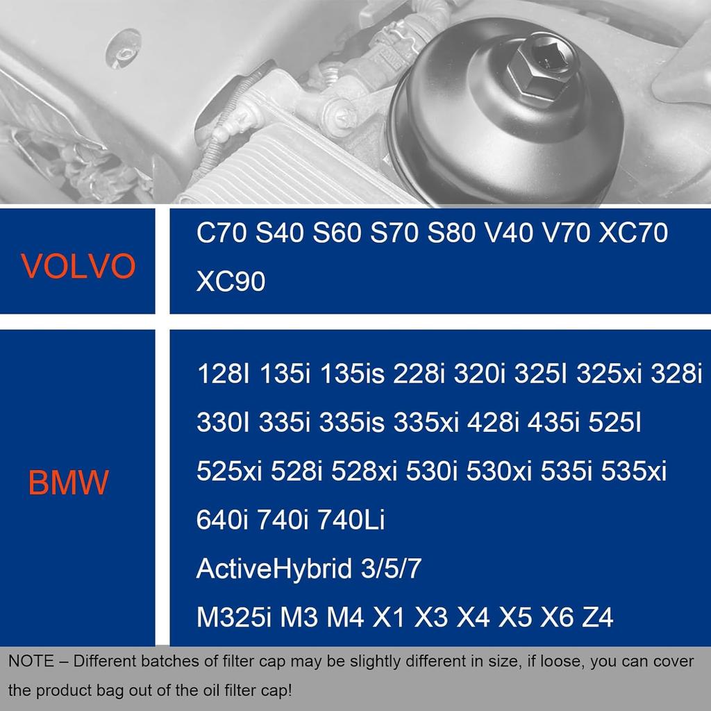 86.4Mm 16 Flutes Oil Filter Wrench For BMW And Volvo With 86Mm Filter Housing Caps, Removal Tool To Change Oil, Steel Socket Wrench Kit