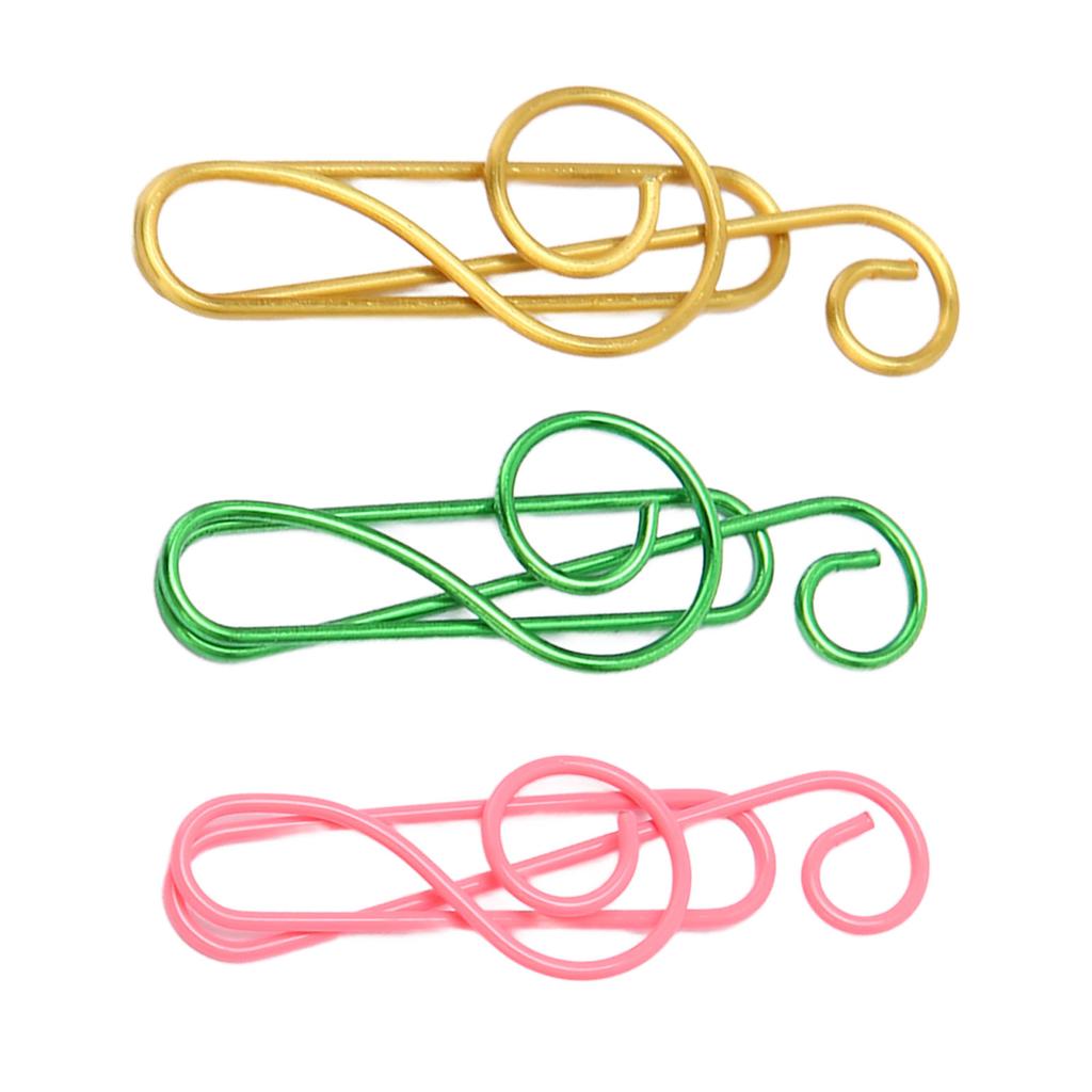 100Pcs Fancy Paperclips Music Note Style Anti Slip Metal Box Packed Cute Paper Clips for Notebook Sc