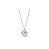 Rotating Tree of Life Moon Shape 925 Silver Synthetic Cubic Zirconia Necklace Women's Silver 392992C01