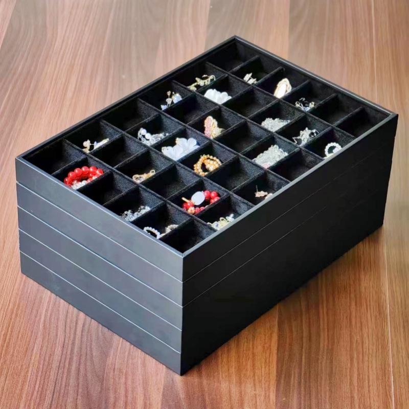 Hengjing Customizable Velvet Wooden Jewelry Tray with Ring, Necklace, Bracelet, and Dish Options