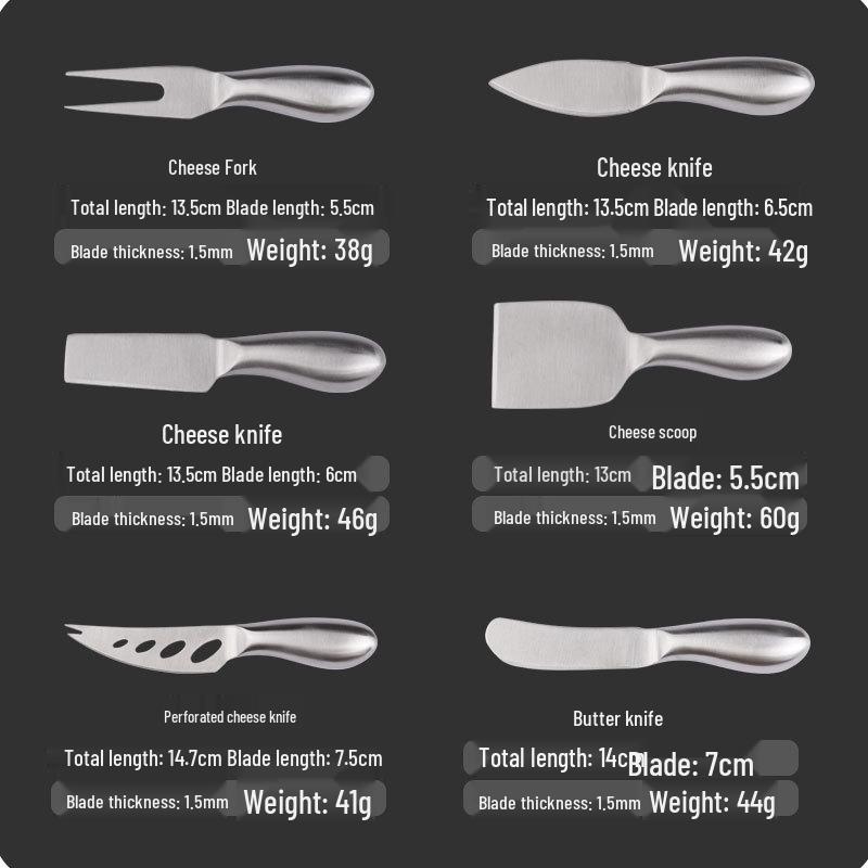 Stainless Steel Cheese and Butter Knife Set - 6 Pieces