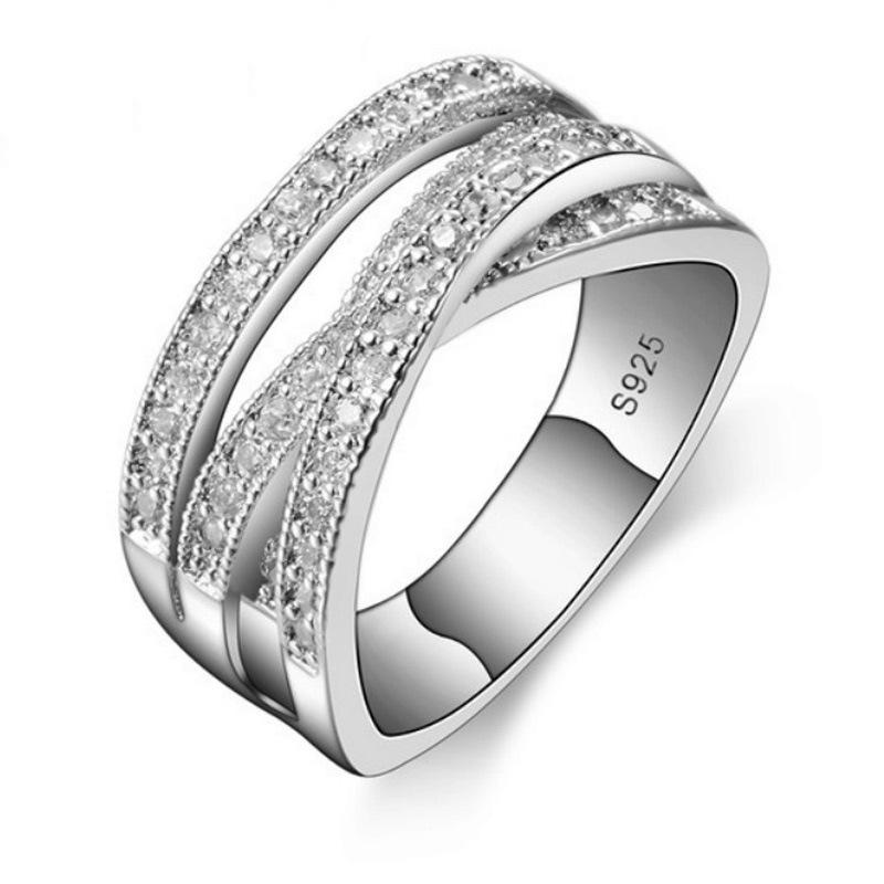 Fashion Ring Crystal from Austrian Party Luxury Luxury Bridal Jewelry 925 Sterling Silver Wedding Engagement Ring