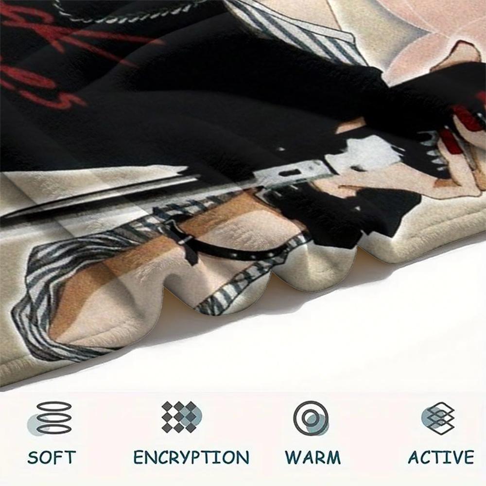 1 ks Flanelová deka s kresleným potiskem, Vysoce kvalitní, Pohodlná pro všechna roční období, Domácí dekorace, Teplo a pohodlí, Perfektní jako vánoční dárek k narozeninám