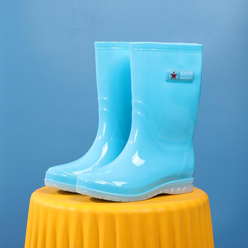 

Women s rain shoes medium and high tube waterproof and wear-resistant work rubber shoes removable and velvet adult outer wear casual women s rain boot 36