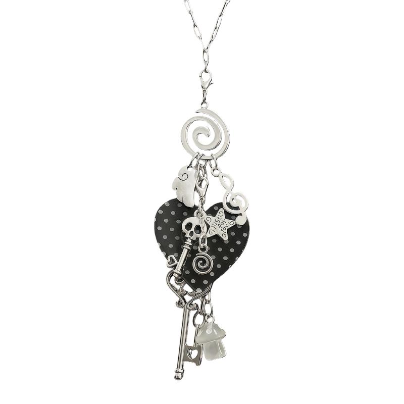 

Versatile 51cm To 60cm Adjustable Designers Necklace Featuring Unique Dot Heart And Skull Charm for Fashionistas 1