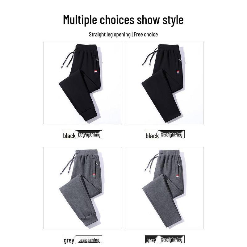 Men's Fleece-Lined Winter Sweatpants - Lambswool Plus Size, Loose Fit, Straight-Leg Casual Pants