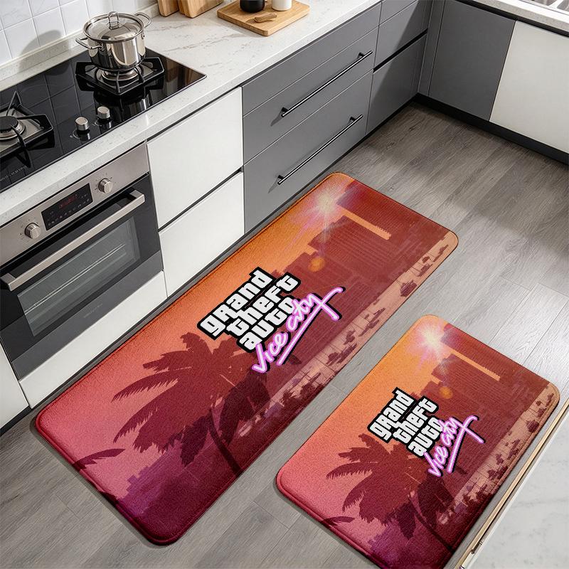 Grand Theft Auto2 Flannel Kitchen Mat Christmas Soft Area Rug Non Slip Floor Carpet Home Decoration