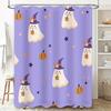 Adorable Halloween Ghost Pumpkin Printed Waterproof Shower Curtain for Home Decoration Lavender Color with White Stars Pumpkins