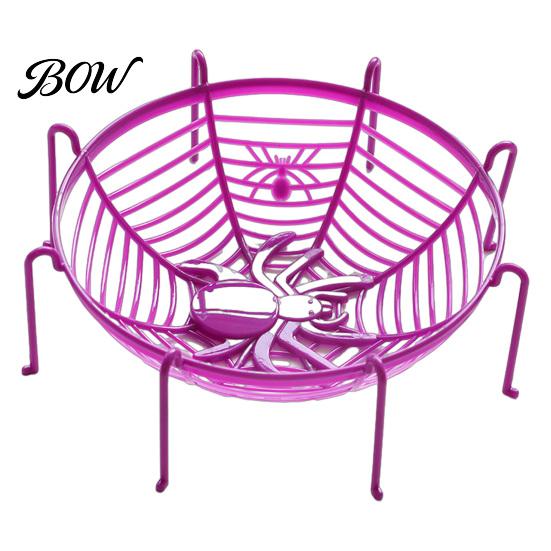 Decorative Spider Web Dish Halloween Basket, Plastic Cobweb Design Fruit Serving Bowl, Treat High-quality Bowl or Trick Candy Holder for Dinner Table,