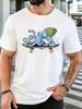 Octopus Wearing Beanie Riding Skateboard Graphic Unisexs Crew Neck Short Sleeve Cotton T Shirt Street Ocean Animal Male Casual Tee