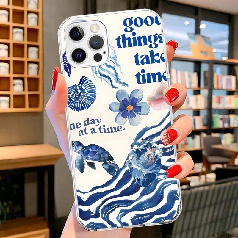 Ocean Starfish Sea Turtle Shark Cover Phone Case For iPhone 16 17 Air 15 14 Pro Max 16E Phone Case 13 Mini 12 11 7 SE 8 Print Pa