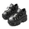 Gothic Ankle Rock Boots New Punk Style Women Shoes Lace-up Heel Height 6CM Platform Shoes Woman Metal Decor Woman Sneakers