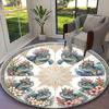 1pc Ancient Sea Turtles Rug, Comfortable Printed Home Round Carpet, Cozy Office Chair Rug