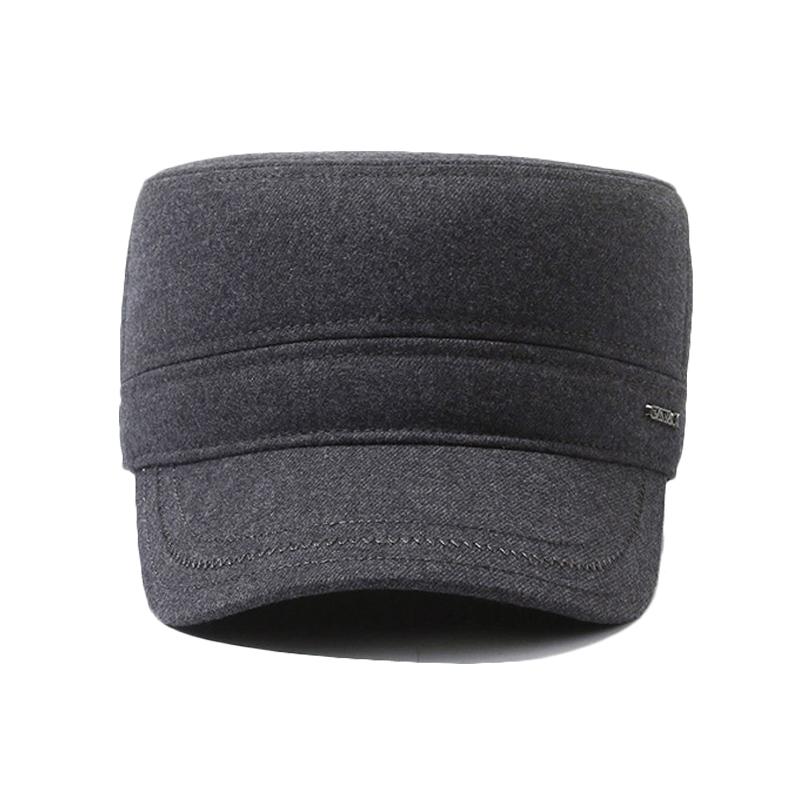 Warm Velvet Flat Top Hat for Middle-Aged and Elderly Men's Ear Protection Coldproof Forward Hat