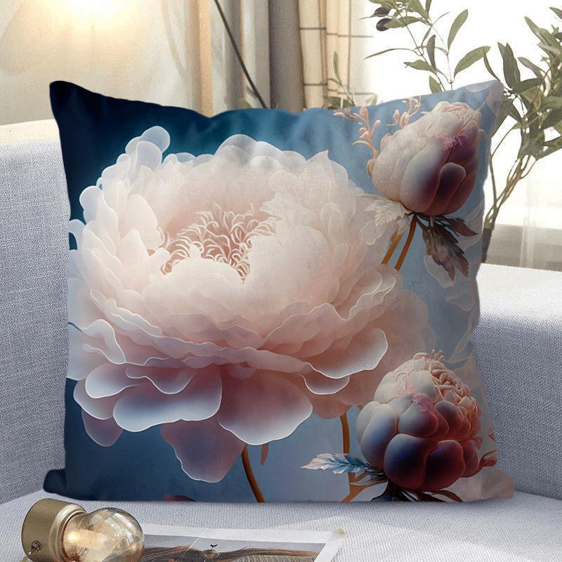 Rose Flower Print Decorative Pillowcase Bedroom Living Room Square Cushion Pillowcase