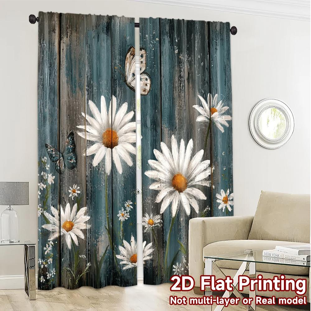 2pcs, 2D FLAT PRINTING Curtains (Without Rod) Butterfly Blooms(1) Fashionable Popular Curtains Versatile Polyester Curtains