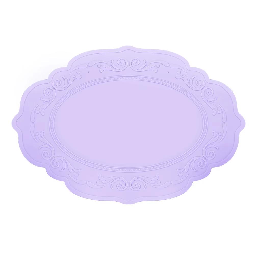 

Силиконовый овальный круглый плейсмат ретро-узор кофейный цветочный подкладка столовые приборы коврики водонепроницаемые нескользящие обеденные столовые приборы подставки под чашки L