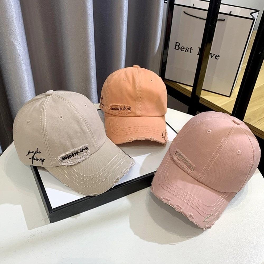 Letter Embroidery Sunscreen Cap Washed Cotton Trend Hat Versatile Embroidery Hat Unisex