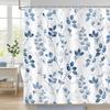 Blauer Blätter Duschvorhang, Aquarell Eukalyptusblatt Floral Botanische Pflanze Duschvorhang Badezimmer Wasserdicht Polyestergewebe
