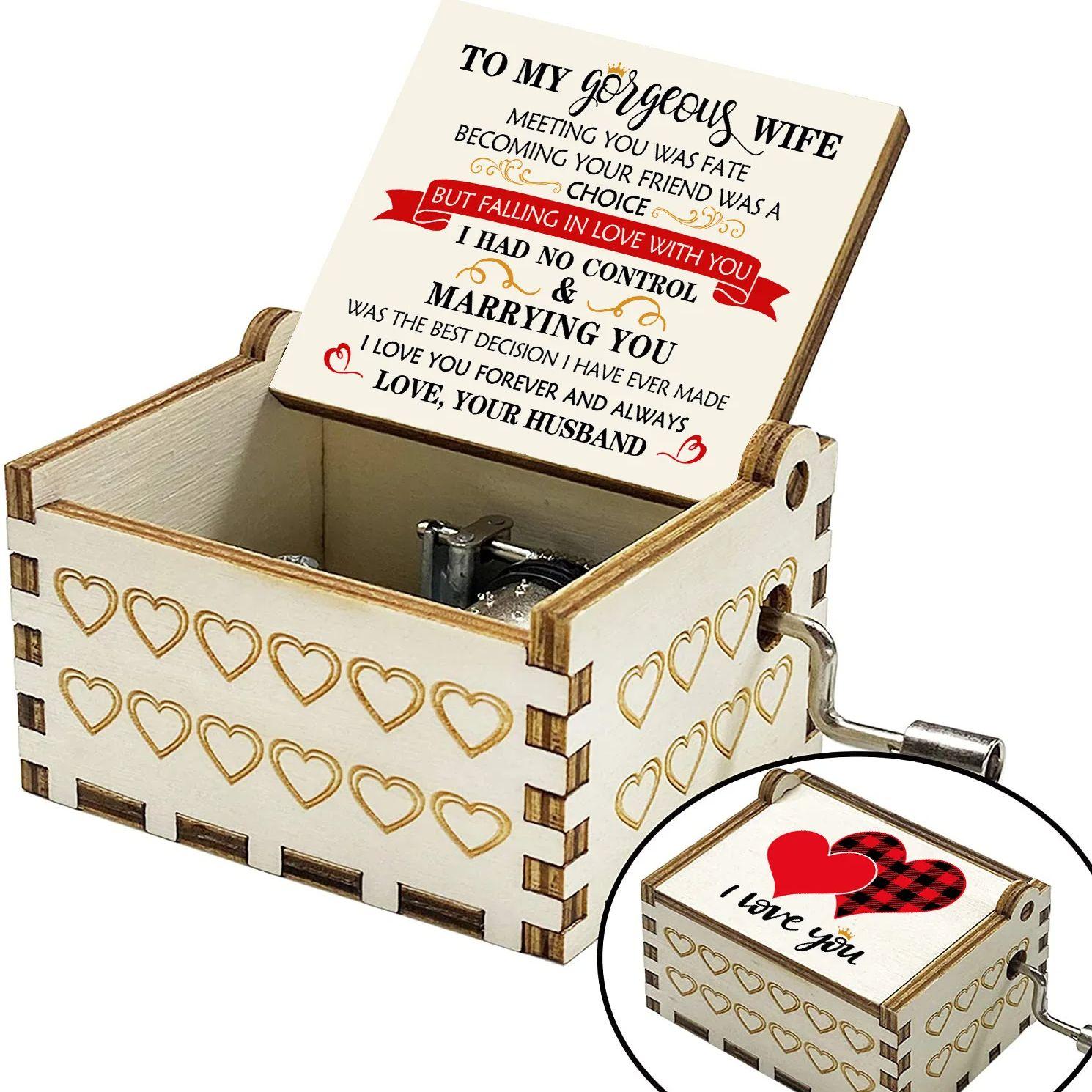 

Vintage Wooden Music Box, Painted Carving, Falling In Love, Mother s Day, Valentine s Day, Qixi Gift, Hand cranked Octave Box