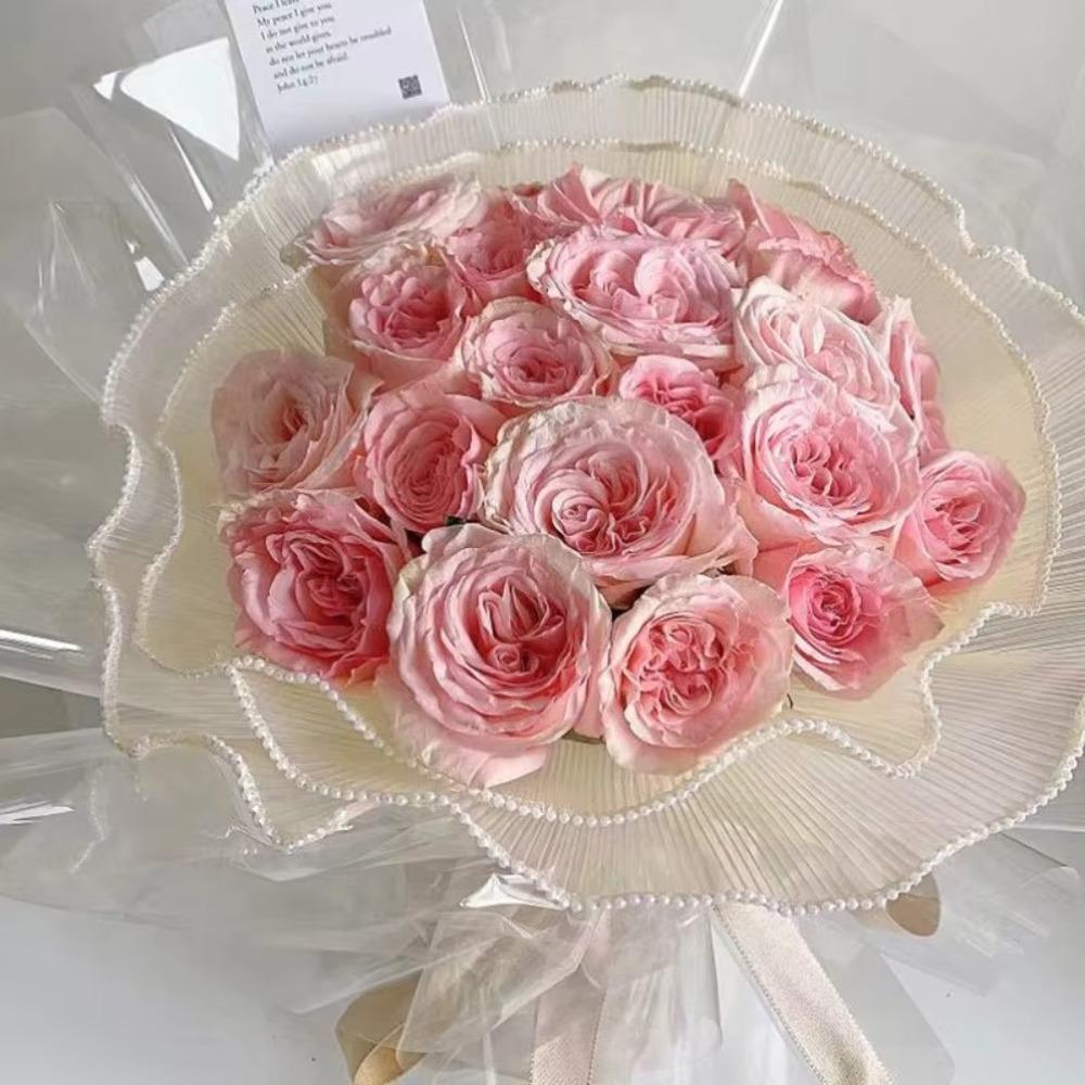 Multiple Color Flower Wrapping Mesh Yarn Pearl Edge Mesh Wave Yarn  For Wedding Party