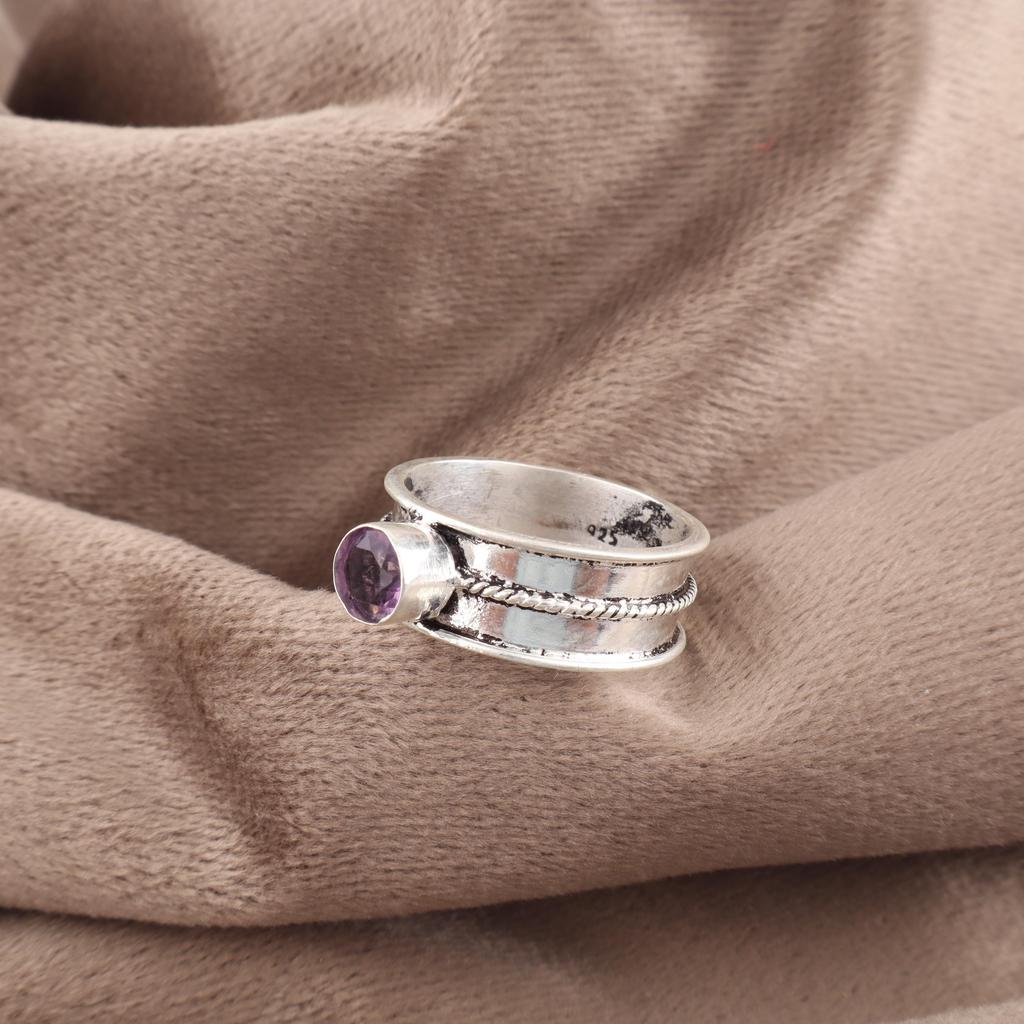 Wunderschöner afrikanischer Amethyst Edelstein Silberschmuck, Handgefertigter erstaunlicher Silberring, 925 Sterlingsilberring, Geschenk für Katholiken
