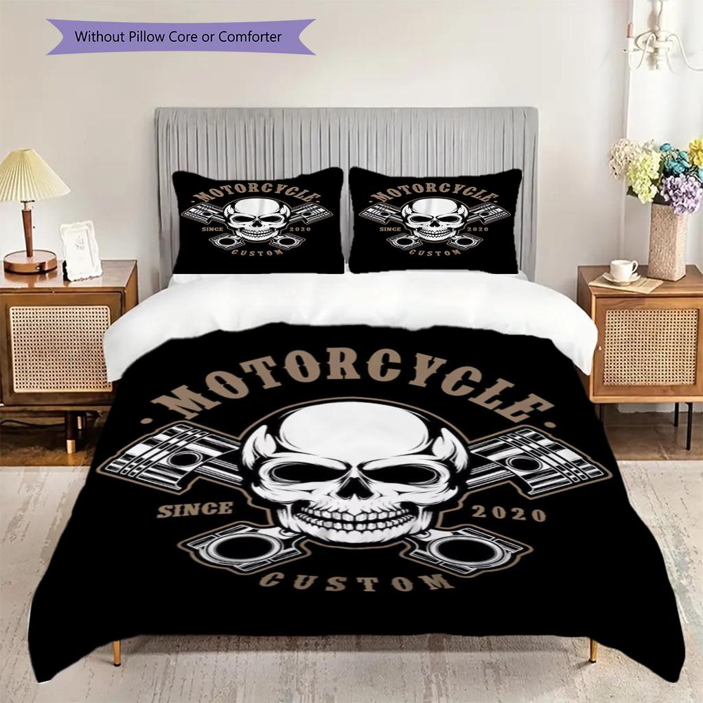 Custom Motorcycles Built Not Bought Bedding (1 * duvet cover + 2 * pillowcase, without core) 2D Flat Soft and comfortable Duvet cover and pillowcase
