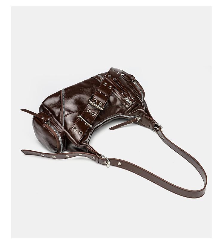 2026 Women's Retro Motorcycle Single Shoulder Bag - Large Capacity Versatile PU Leather Crossbody