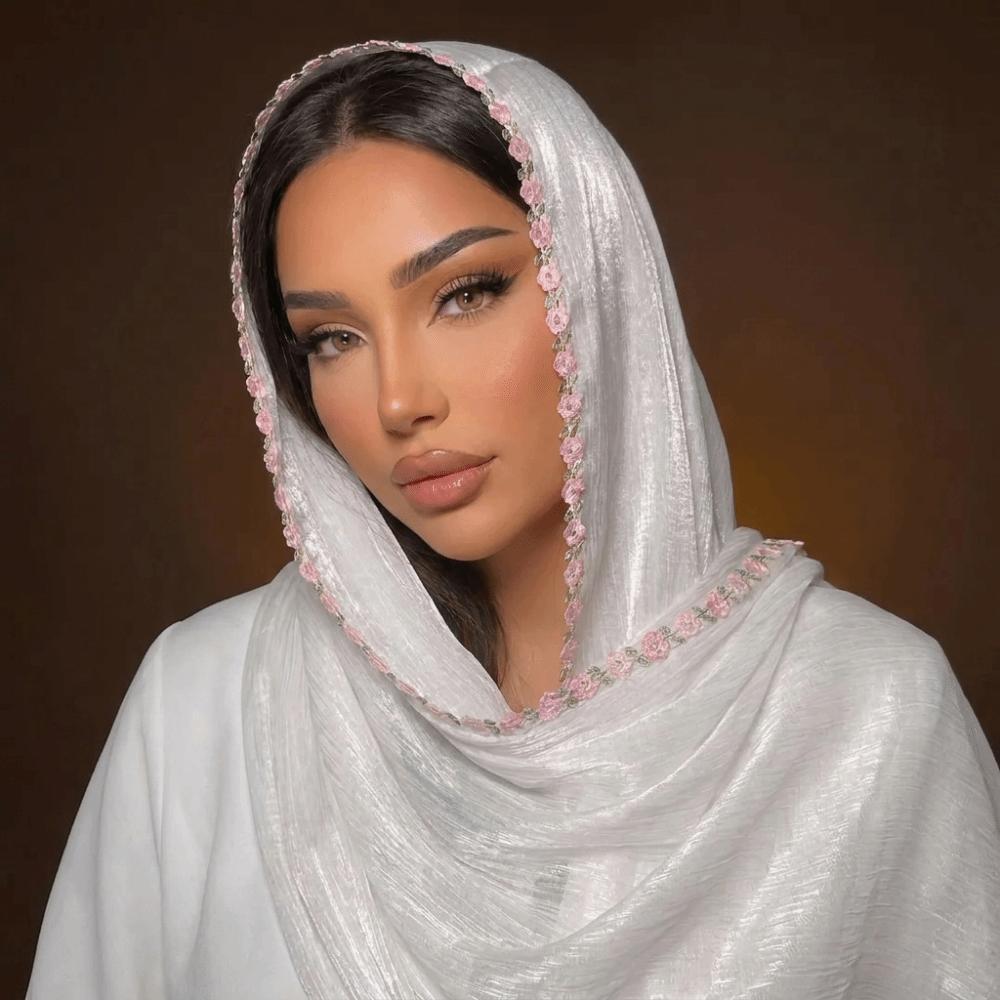 Shiny Floral Hijab Lightweight Modest Wrap Soft Women’s Headscarf Modest Fashion