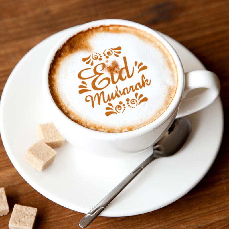 8Pcs/set Muslim Ramadan Coffee Spray Stencils Cookie Cake DIY Mold 2025 Eid Mubarak Islamic Festival Party Decoration Supplies