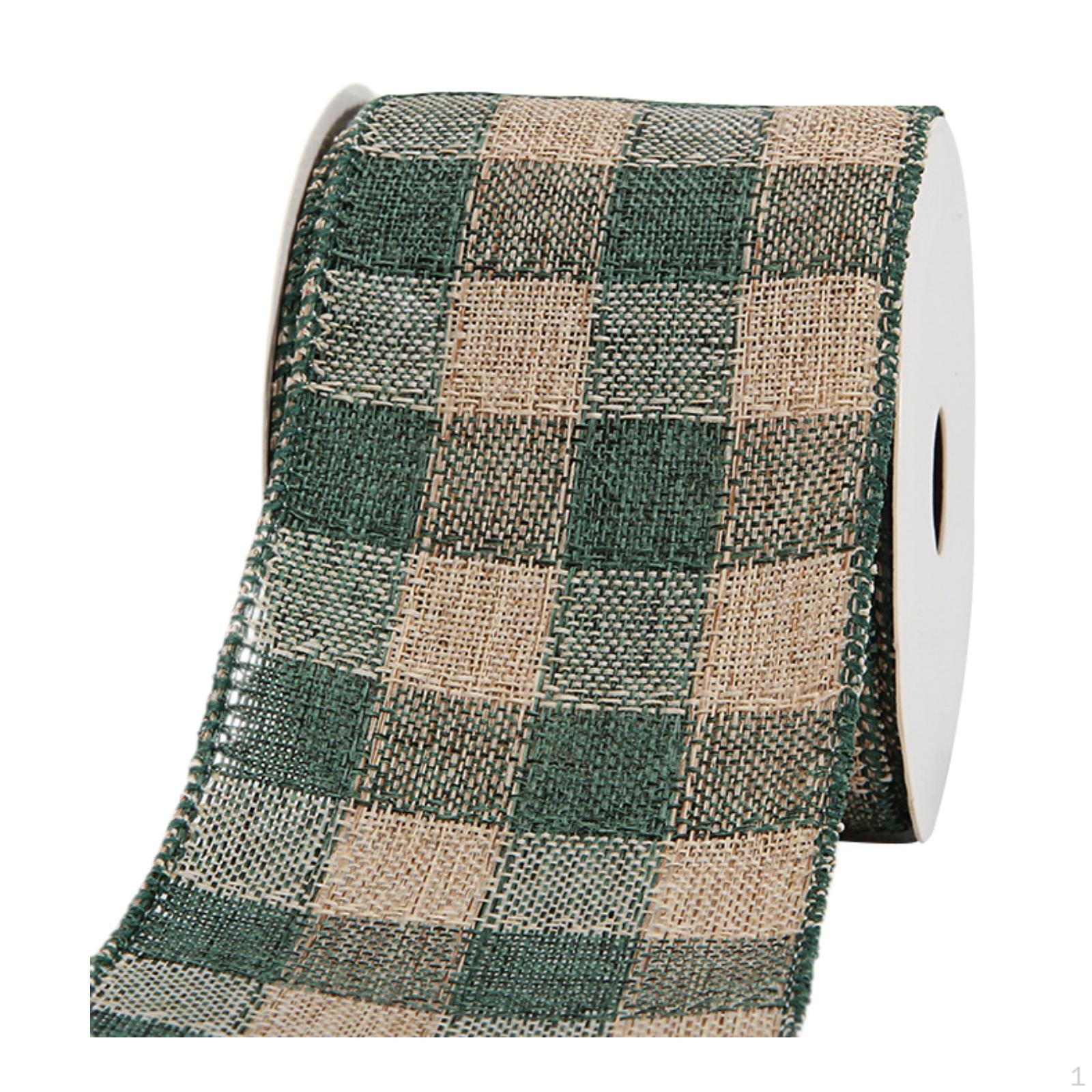 

50 ярдов рождественских лент, украшения, рождественские украшения своими руками для букета, аксессуары для волос, бант Green Beige